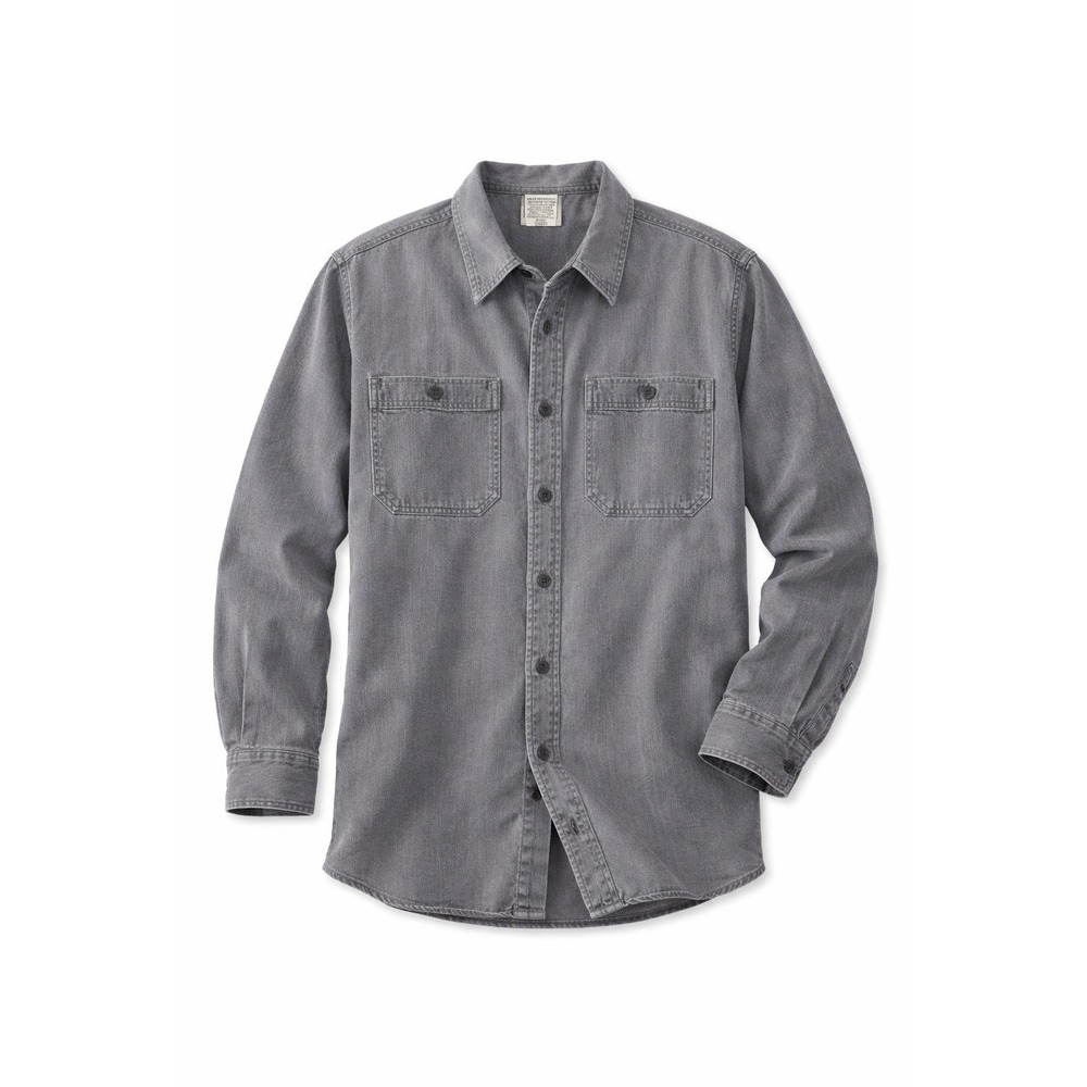 L.L.Bean XL Tall Denim Men Work Shirt Gray Rugged Utility Workwear Button Down‎